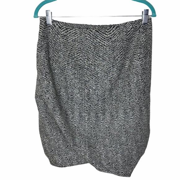 PAUW Amsterdam wool black white chevron tulip bubble skirt US size 6 - Picture 2 of 7